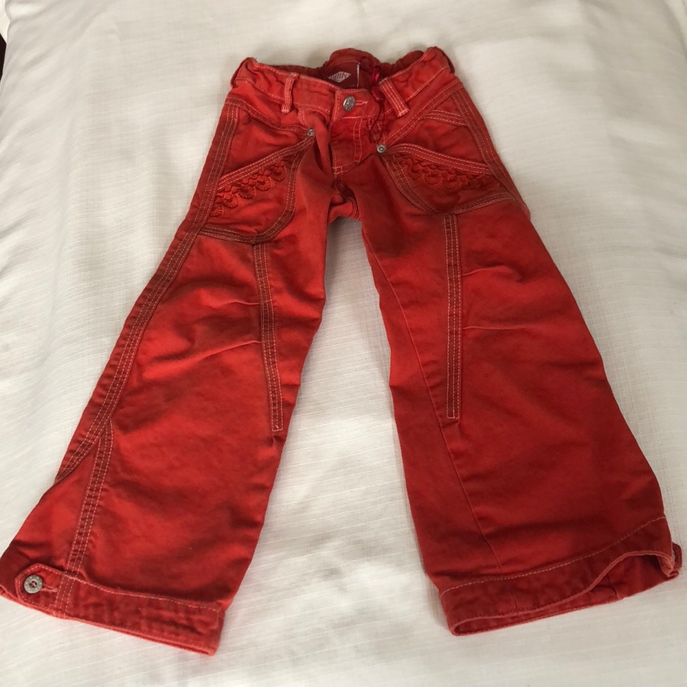 Girls Red Oilily Pants Sz 5/6 or 116 adjustable